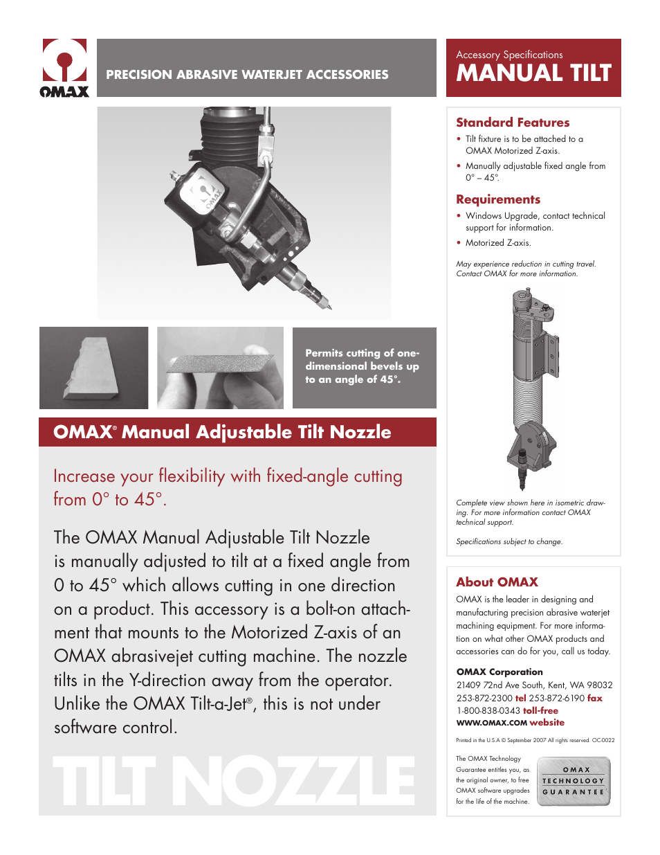 OMAX Manual Adjustable Tilt Nozzle User Manual | 1 page