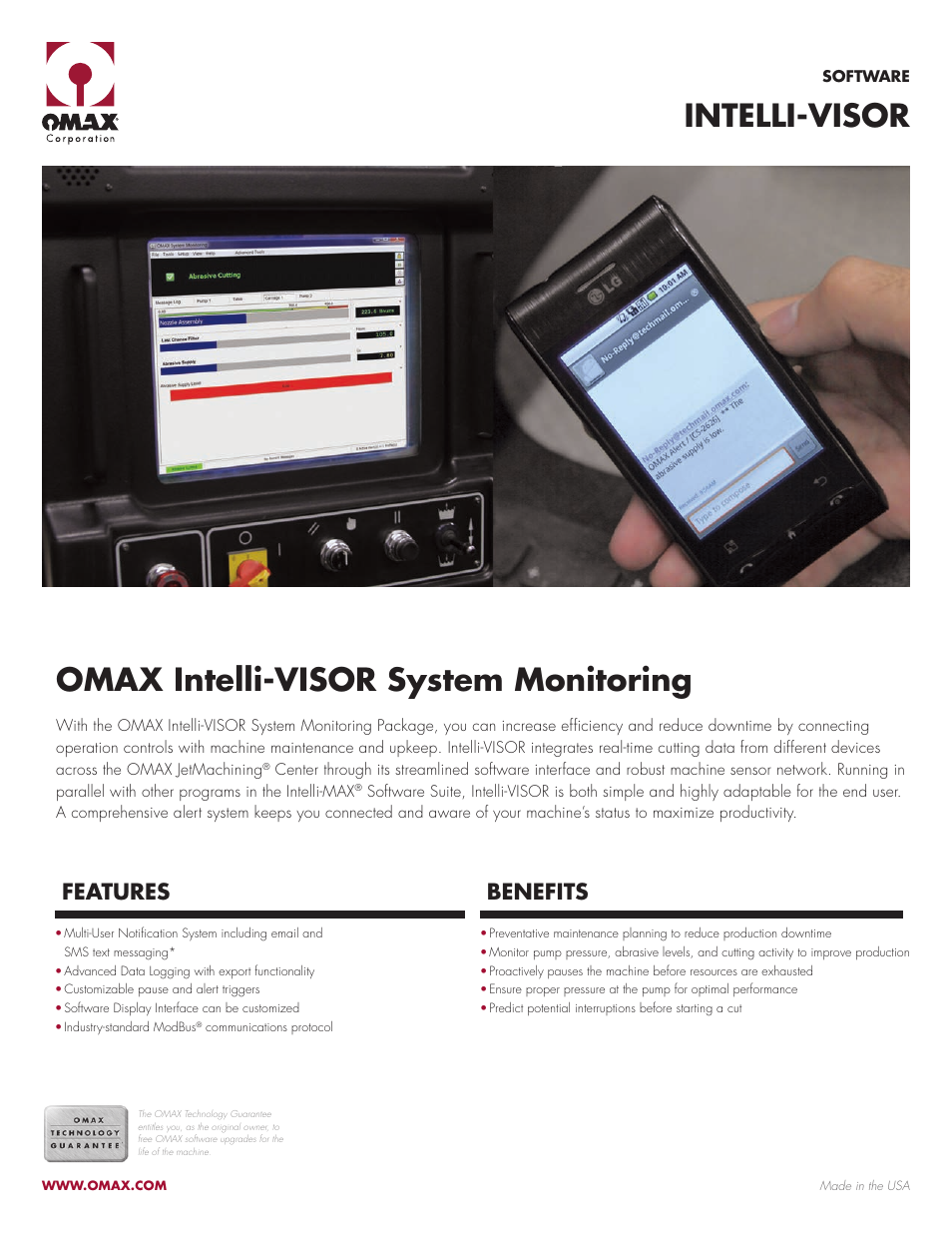 OMAX Intelli-VISOR System Monitoring User Manual | 2 pages