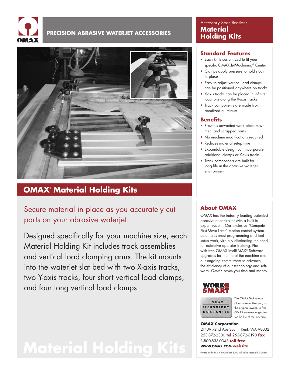 OMAX Material Holding Kits User Manual | 1 page