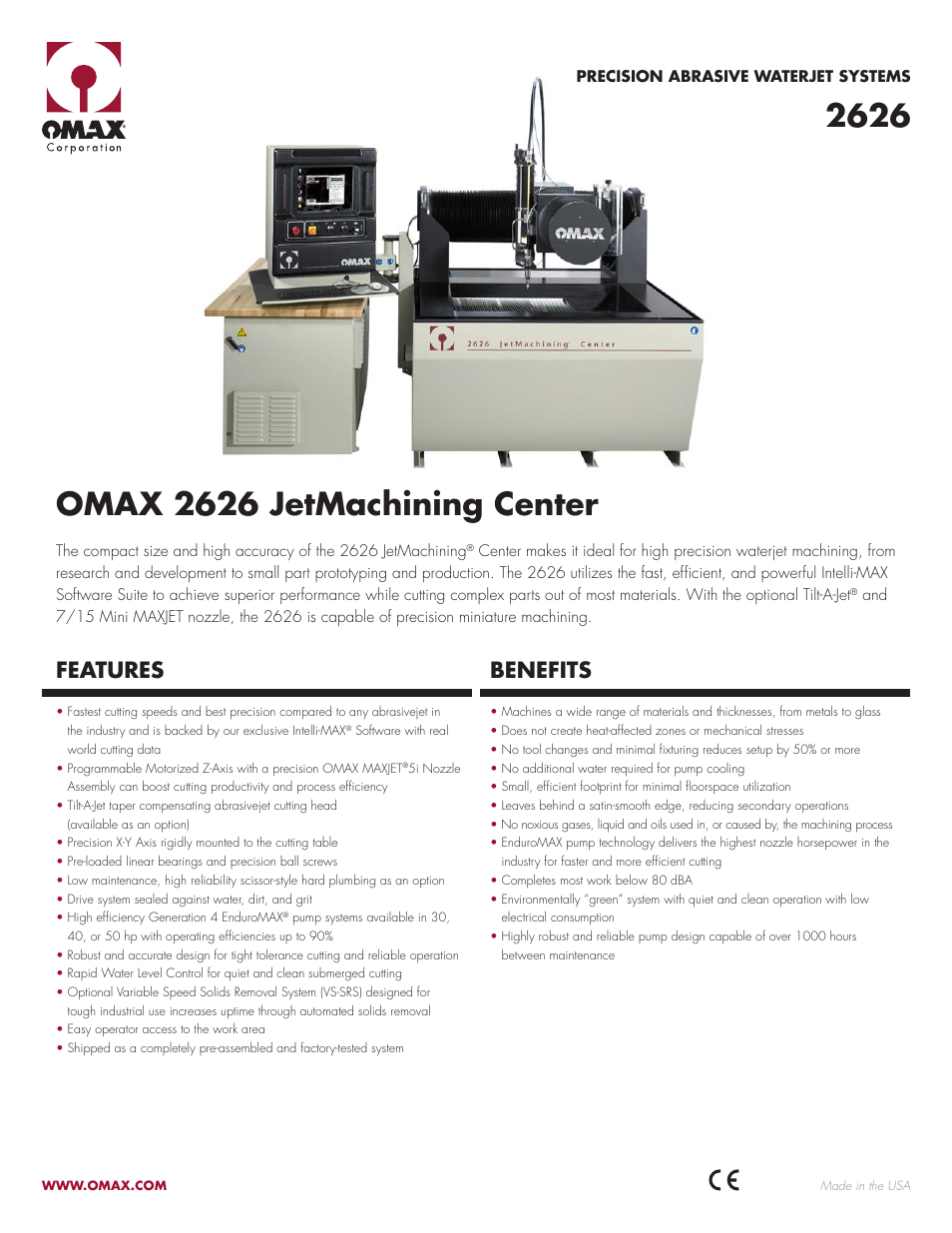 OMAX 2626 JetMachining Center User Manual | 2 pages