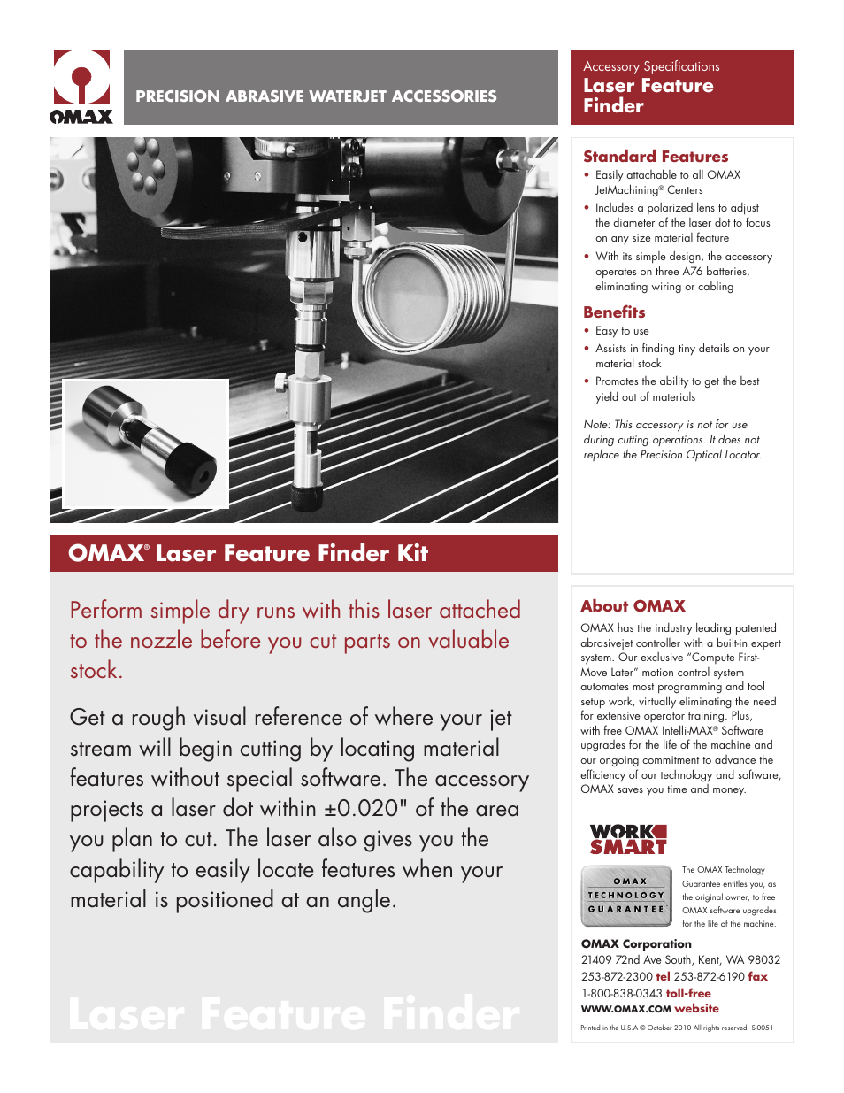 OMAX Laser Feature Finder Kit User Manual | 1 page