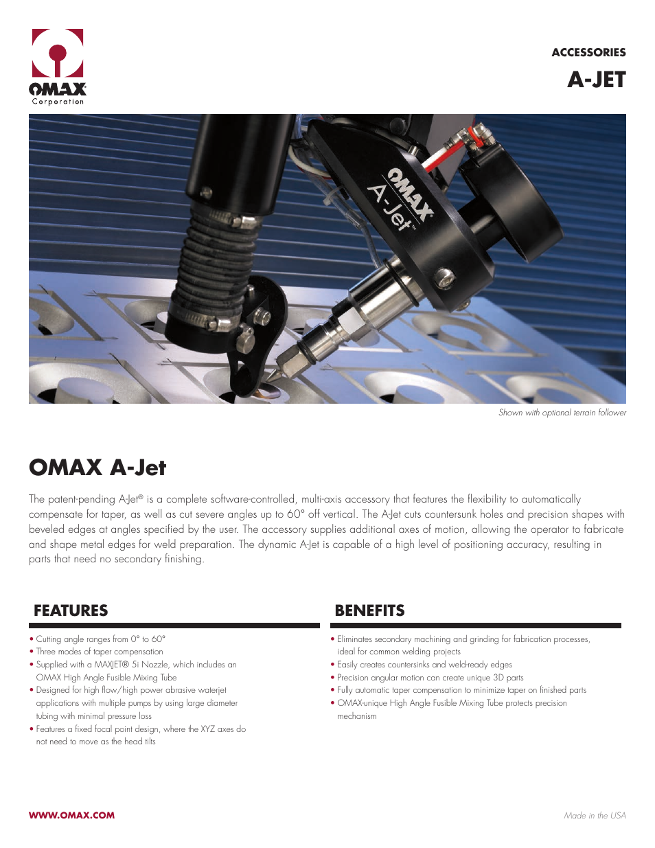 OMAX A-Jet User Manual | 2 pages