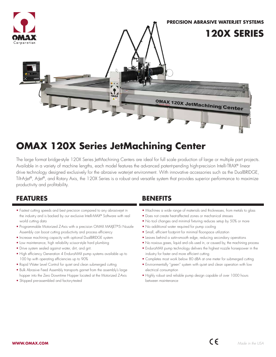 OMAX 120X Series JetMachining Center User Manual | 2 pages