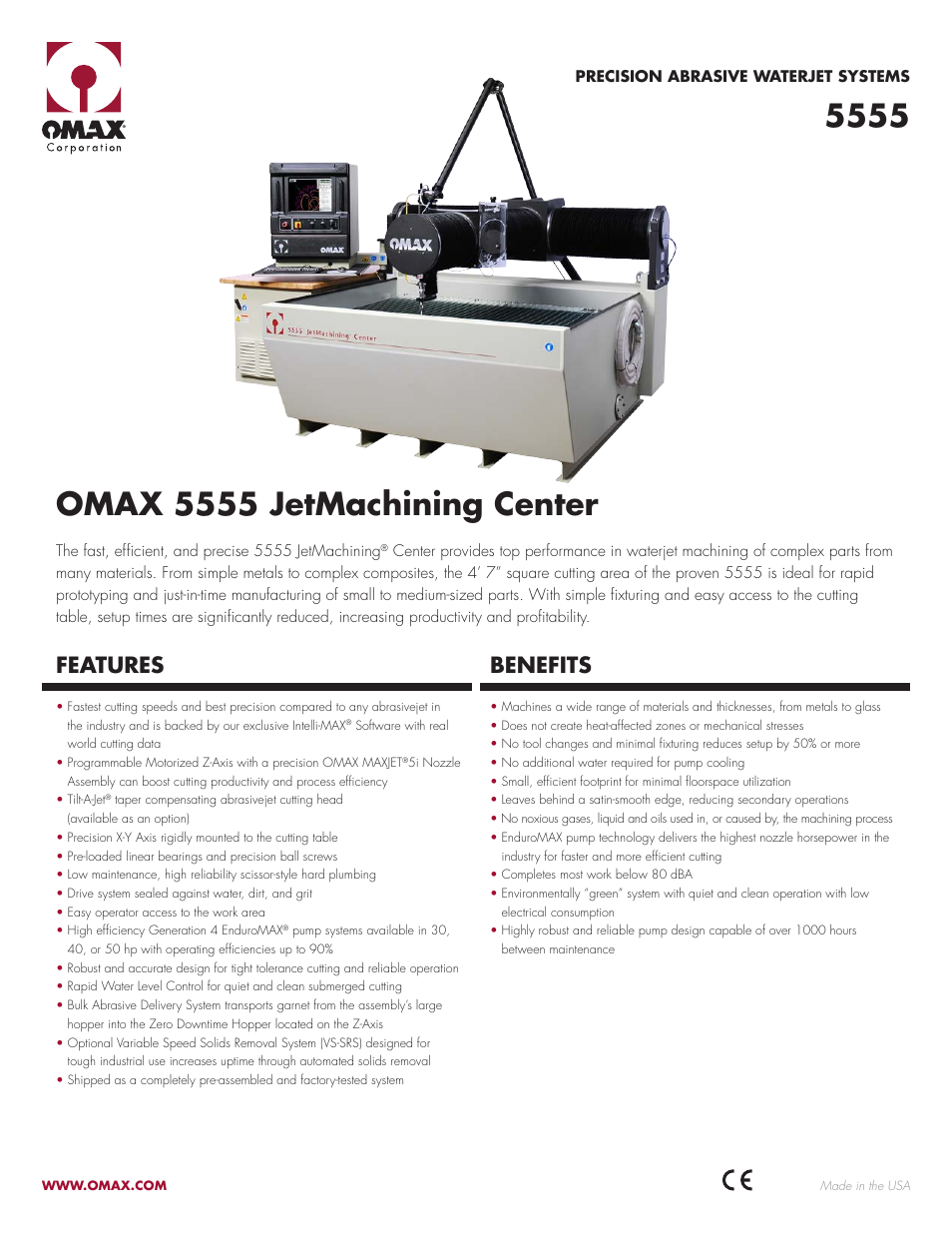 OMAX 5555 JetMachining Center User Manual | 2 pages