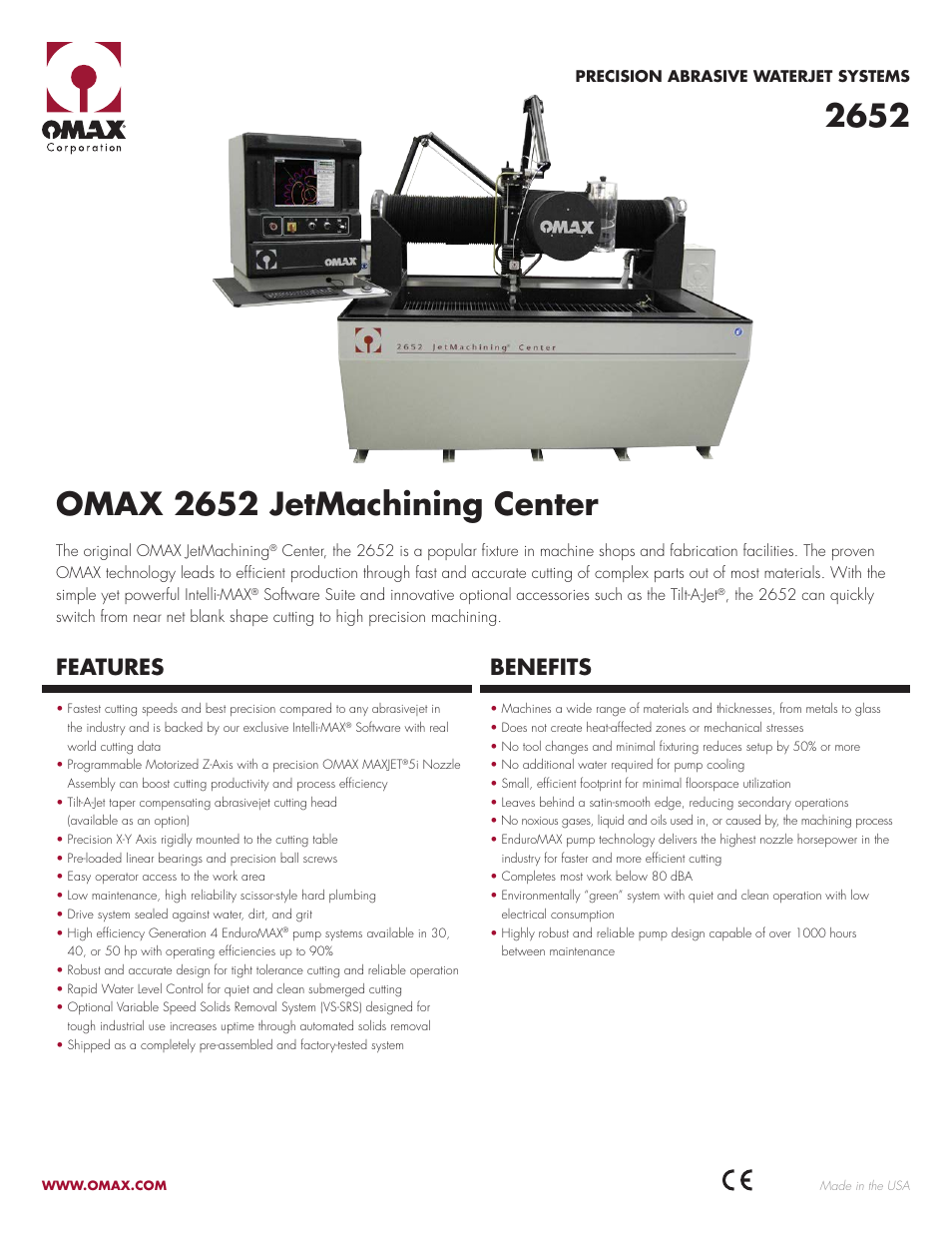 OMAX 2652 JetMachining Center User Manual | 2 pages