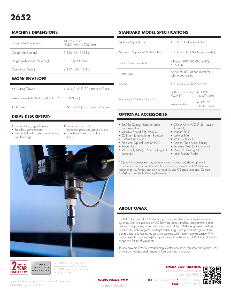 OMAX 2652 JetMachining Center User Manual | Page 2 / 2