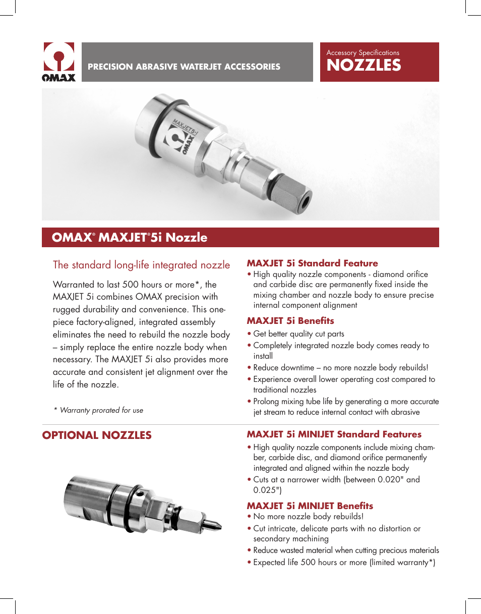 OMAX 7_15 MINI MAXJET 5 NOZZLE User Manual | 2 pages
