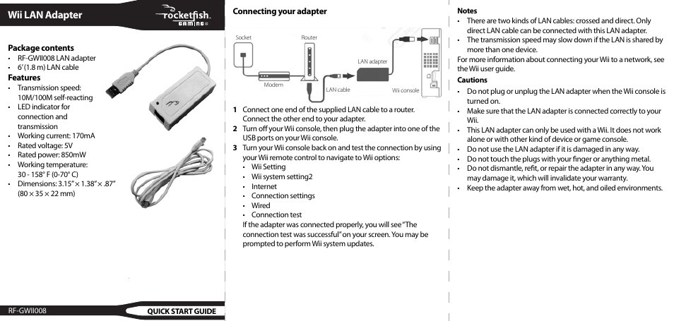 RocketFish RF-GWII008 - Quick Setup Guide User Manual | 2 pages