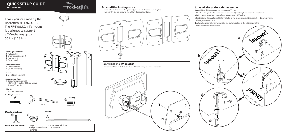 RocketFish RF-TVMUC01 - Quick Setup Guide User Manual | 2 pages