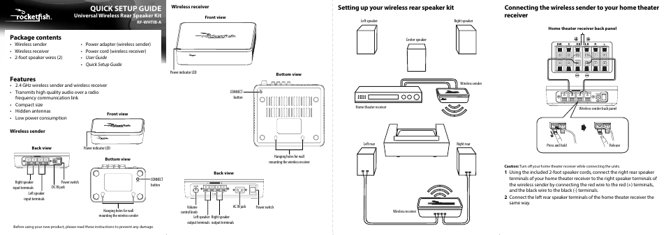 RocketFish RF-WHTIB - Quick Setup Guide User Manual | 2 pages