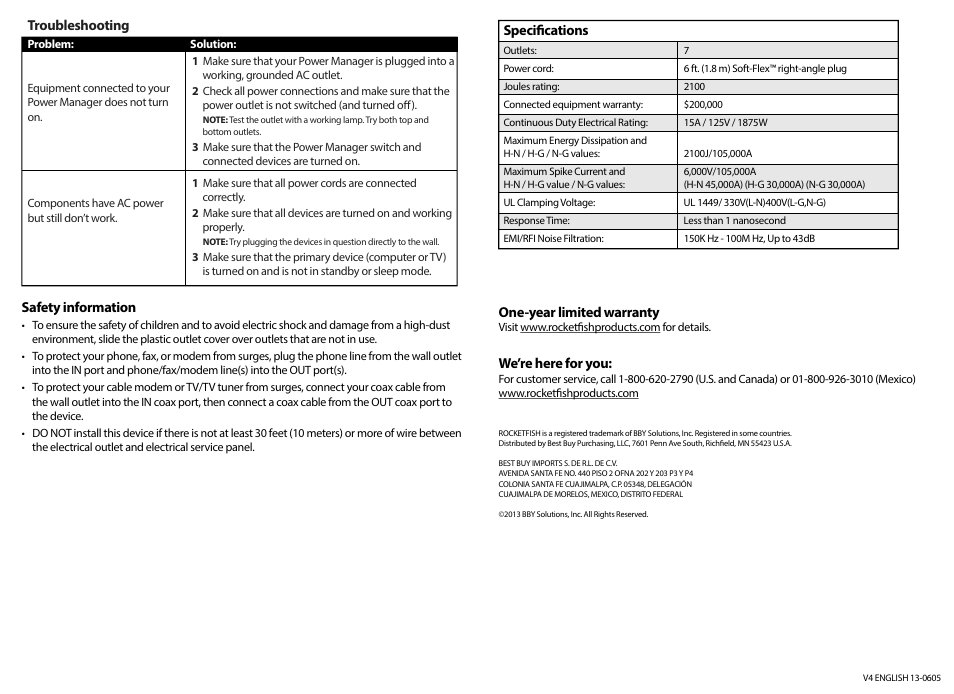 RocketFish RF-PCS7ES13 - Quick Setup Guide User Manual | Page 2 / 2