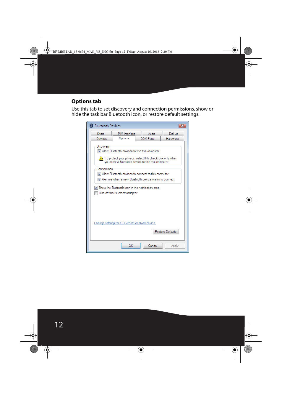 RocketFish RF-MRBTAD - User Manual User Manual | Page 12 / 37