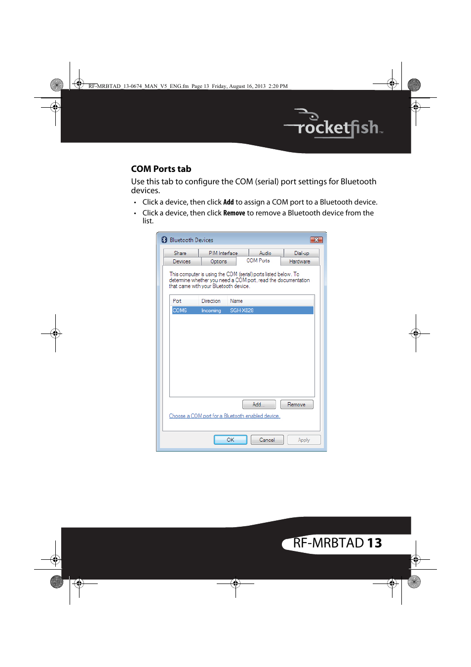 13 rf-mrbtad | RocketFish RF-MRBTAD - User Manual User Manual | Page 13 / 37