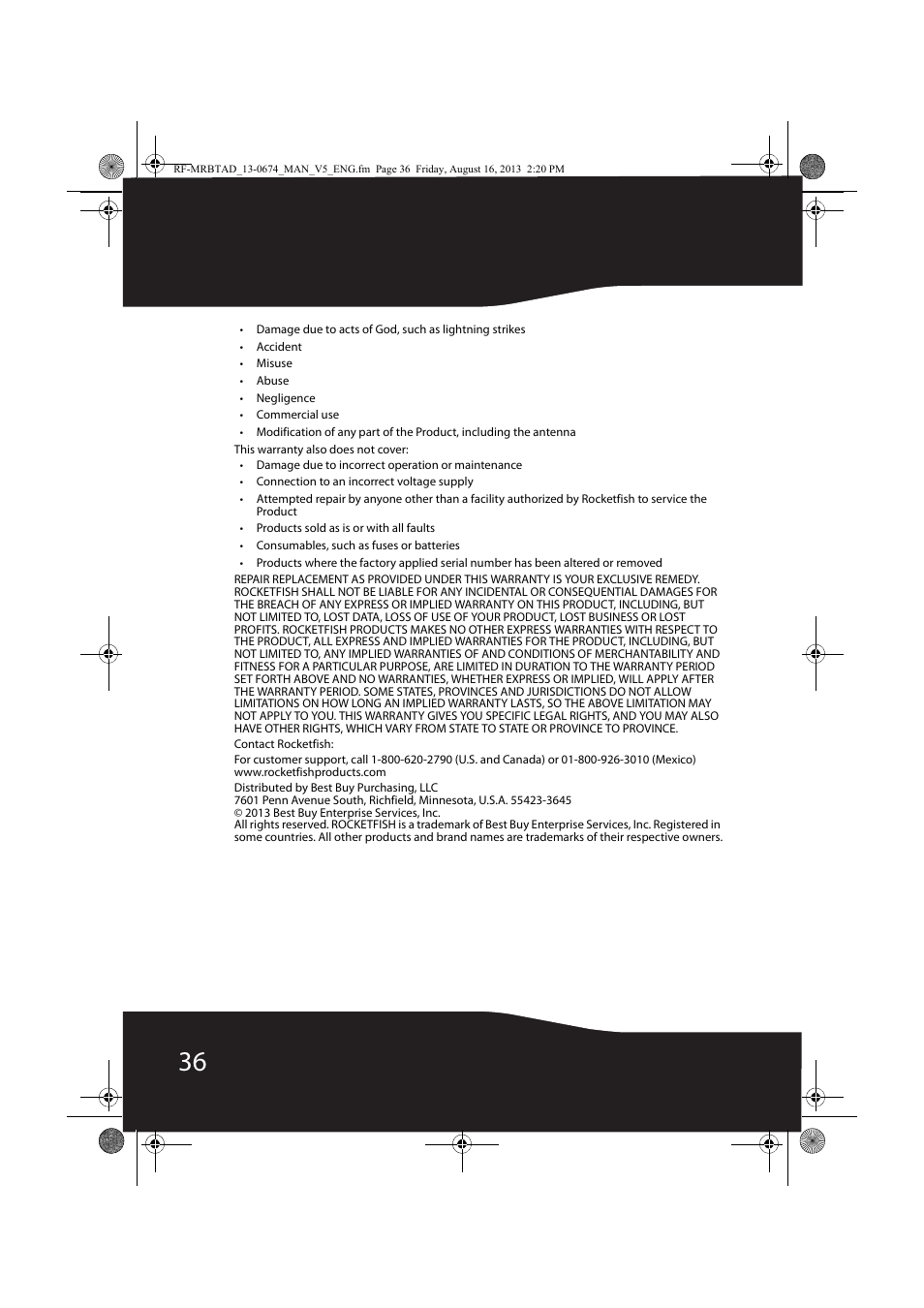 RocketFish RF-MRBTAD - User Manual User Manual | Page 36 / 37