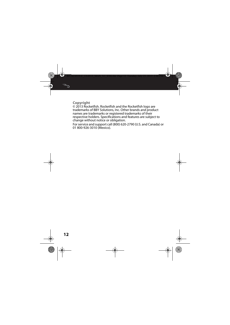 Copyright | RocketFish RF-AC6519 - User Manual User Manual | Page 12 / 15