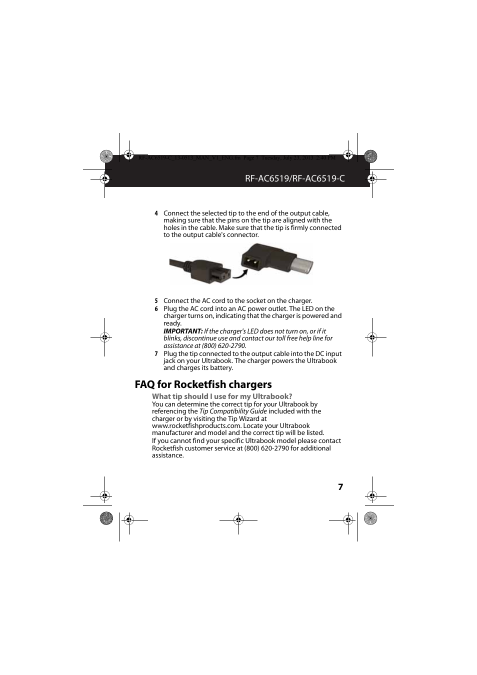 Faq for rocketfish chargers, What tip should i use for my ultrabook | RocketFish RF-AC6519 - User Manual User Manual | Page 7 / 15