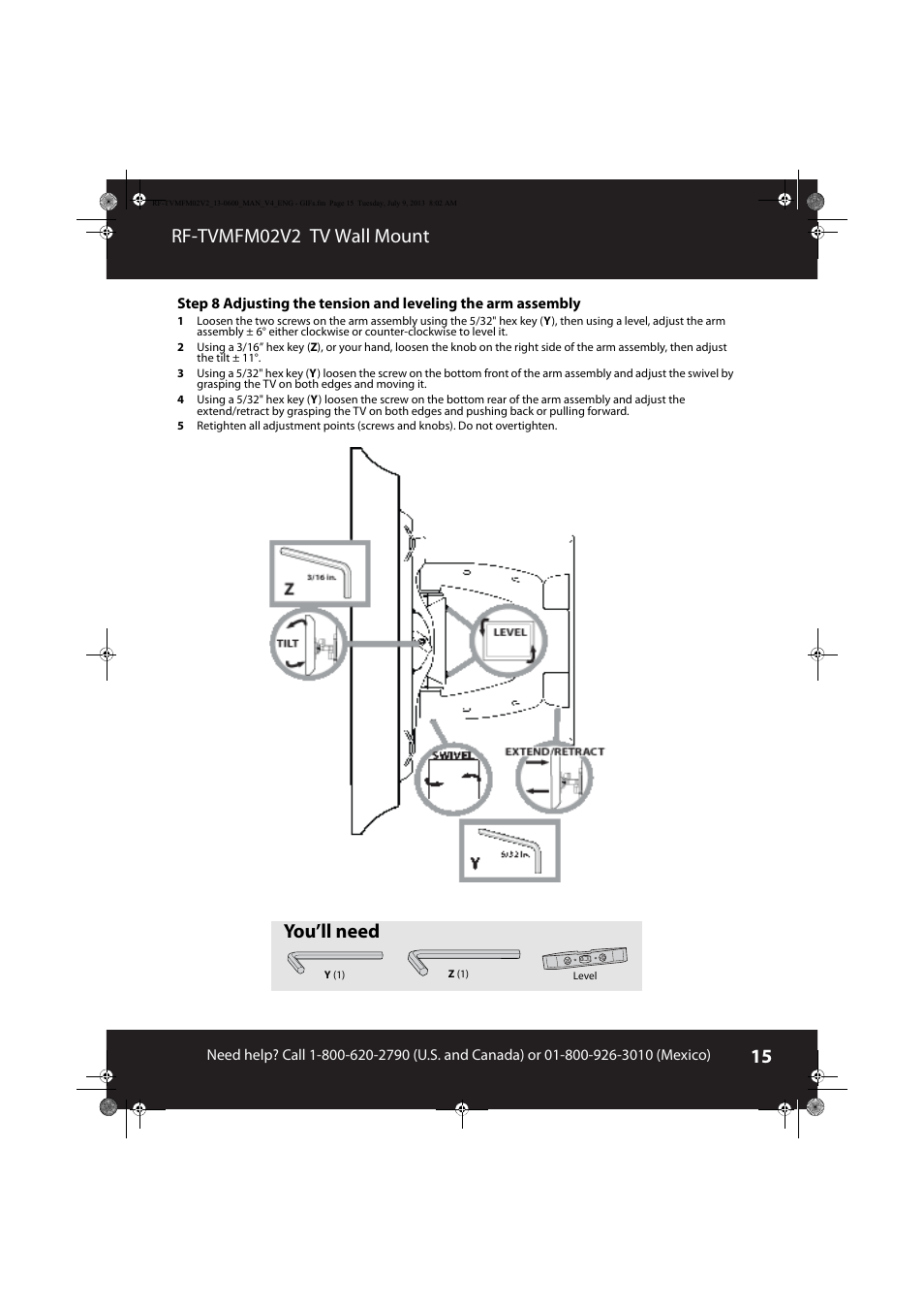Rf-tvmfm02v2 tv wall mount, You’ll need | RocketFish RF-TVMFM02 - User Manual User Manual | Page 15 / 17