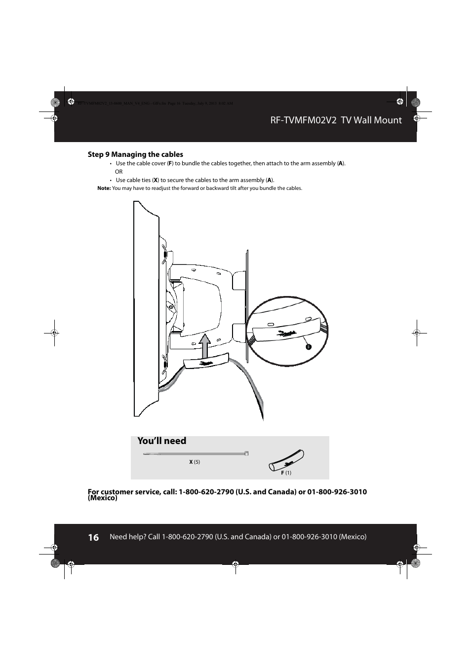 Rf-tvmfm02v2 tv wall mount, You’ll need | RocketFish RF-TVMFM02 - User Manual User Manual | Page 16 / 17