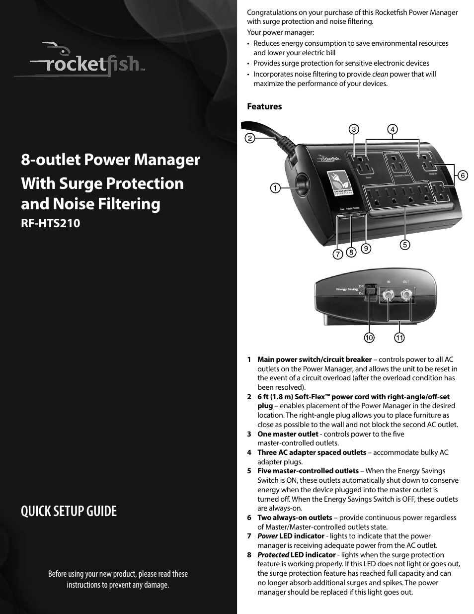 RocketFish RF-HTS210 - Quick Setup Guide User Manual | 2 pages