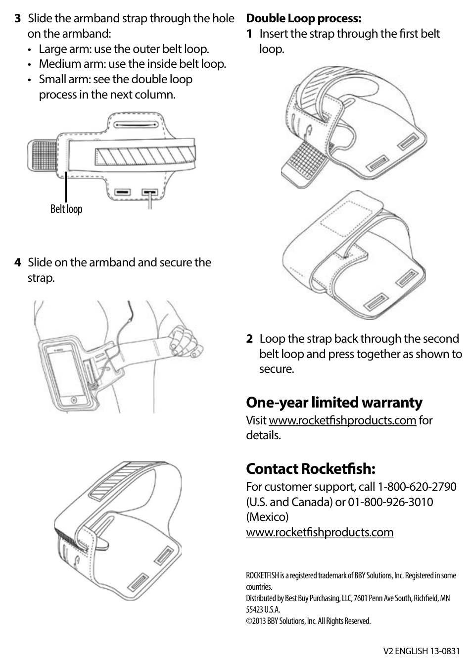 One-year limited warranty, Contact rocketfish | RocketFish RF-A5AB2B - Quick Setup Guide User Manual | Page 2 / 2