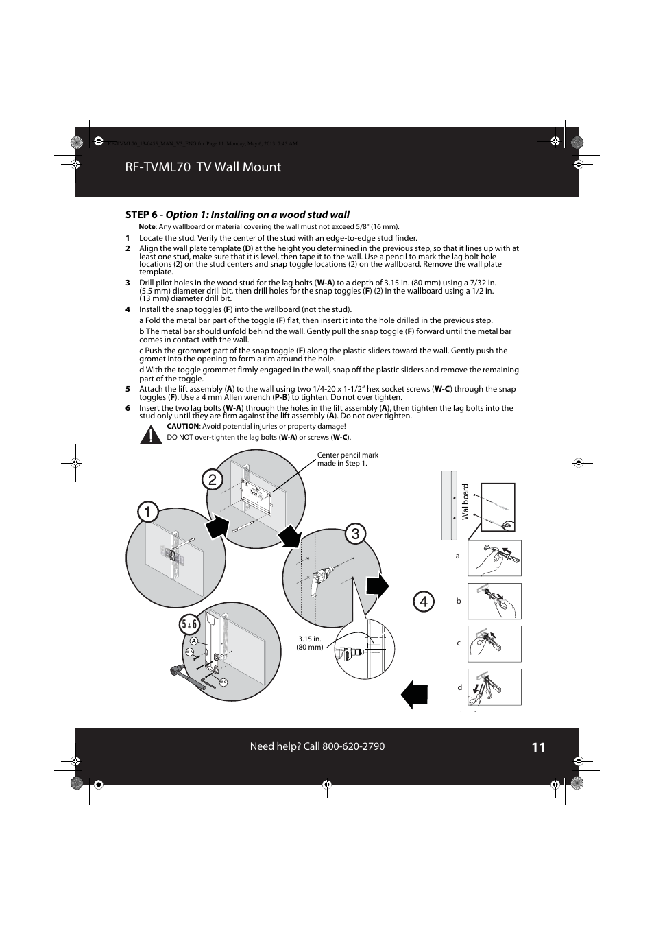 Rf-tvml70 tv wall mount | RocketFish RF-TVML70 - User Manual User Manual | Page 11 / 18