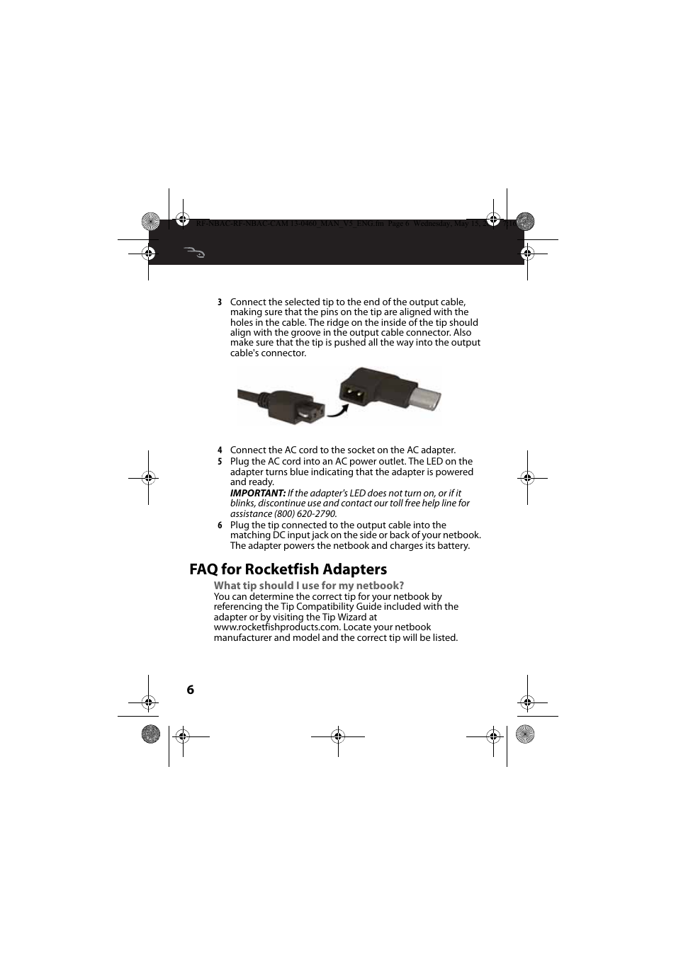 Faq for rocketfish adapters, What tip should i use for my netbook | RocketFish RF-NBAC - User Manual User Manual | Page 6 / 15