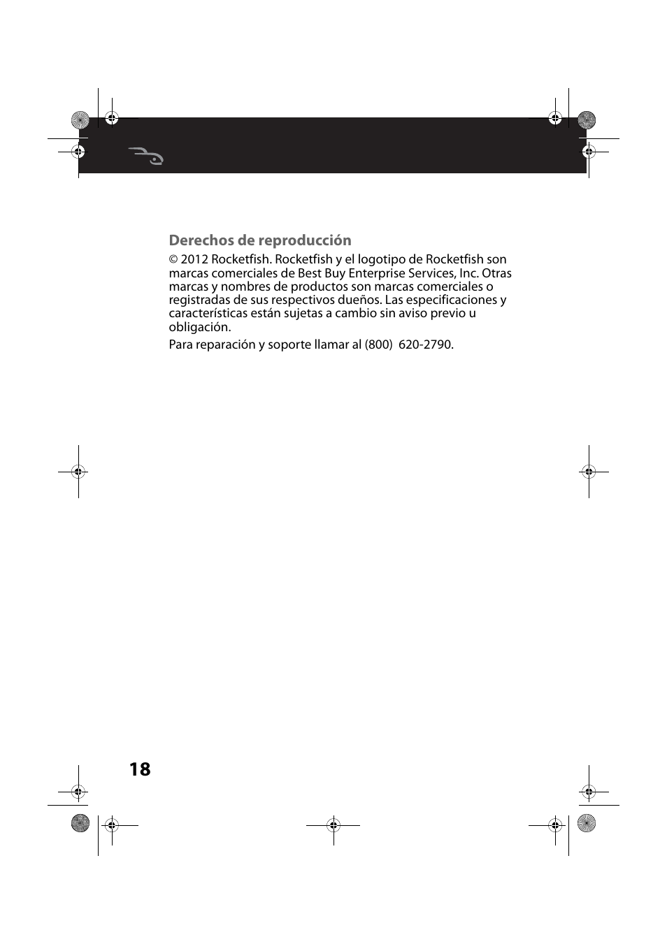Derechos de reproducción | RocketFish RF-WSW312 - User Manual User Manual | Page 18 / 22