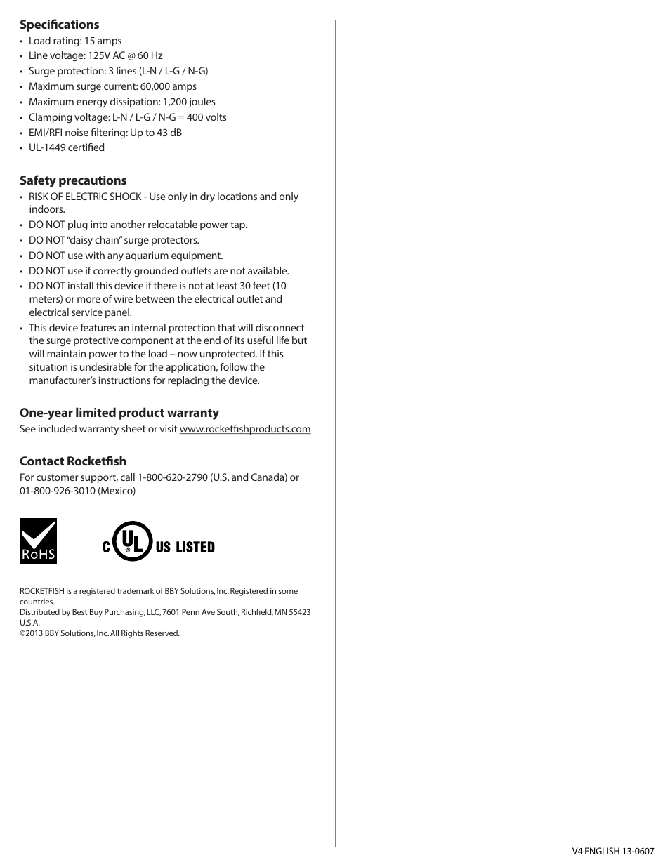 RocketFish RF-HTS100 - Quick Setup Guide User Manual | Page 2 / 2