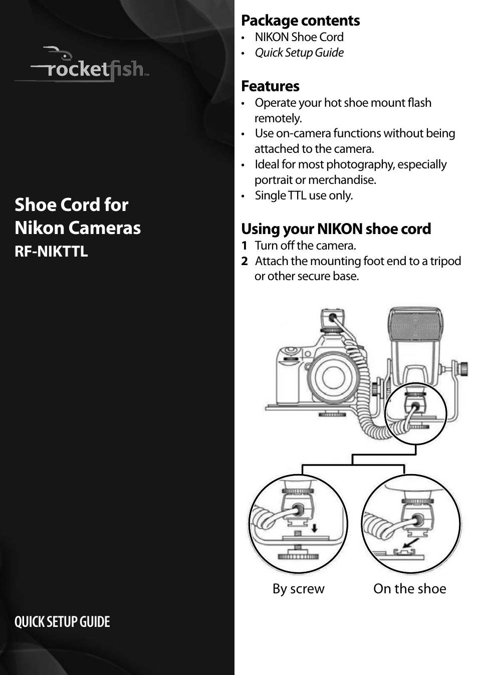 RocketFish RF-NIKTTL - Quick Setup Guide User Manual | 2 pages