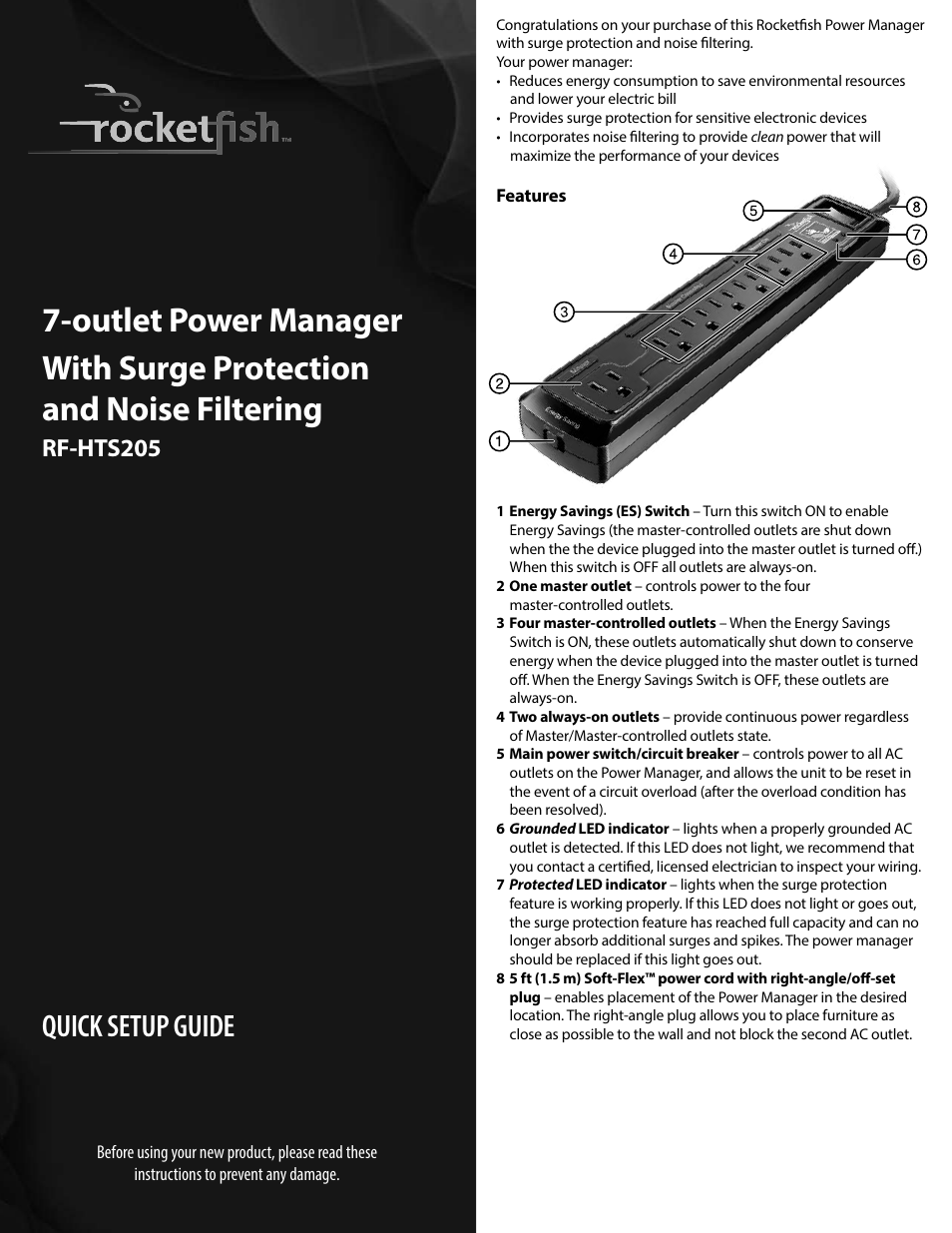 RocketFish RF-HTS205 - Quick Setup Guide User Manual | 2 pages