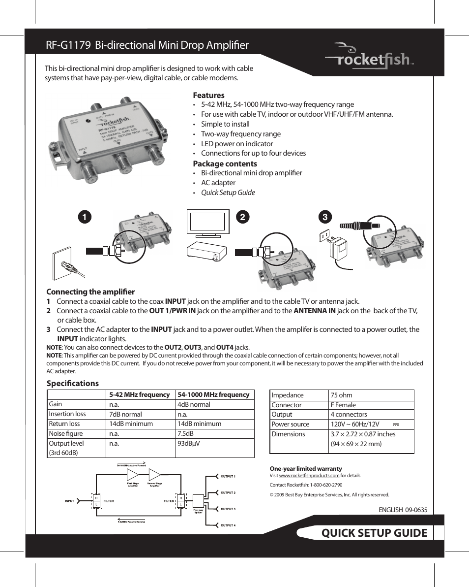 RocketFish RF-G1179 - Quick Setup Guide User Manual | 1 page