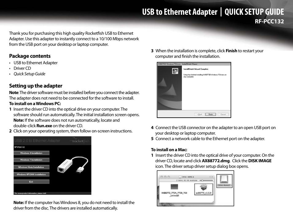 RocketFish RF-PCC132 - Quick Setup Guide User Manual | 2 pages