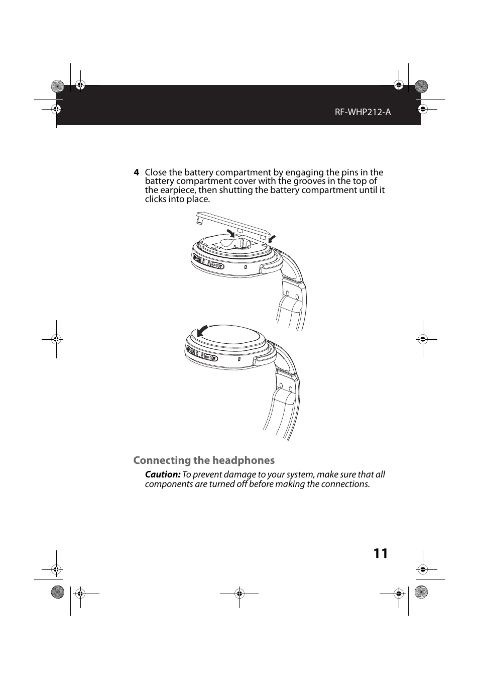 Connecting the headphones | RocketFish RF-WHP212 - User Manual User Manual | Page 11 / 24