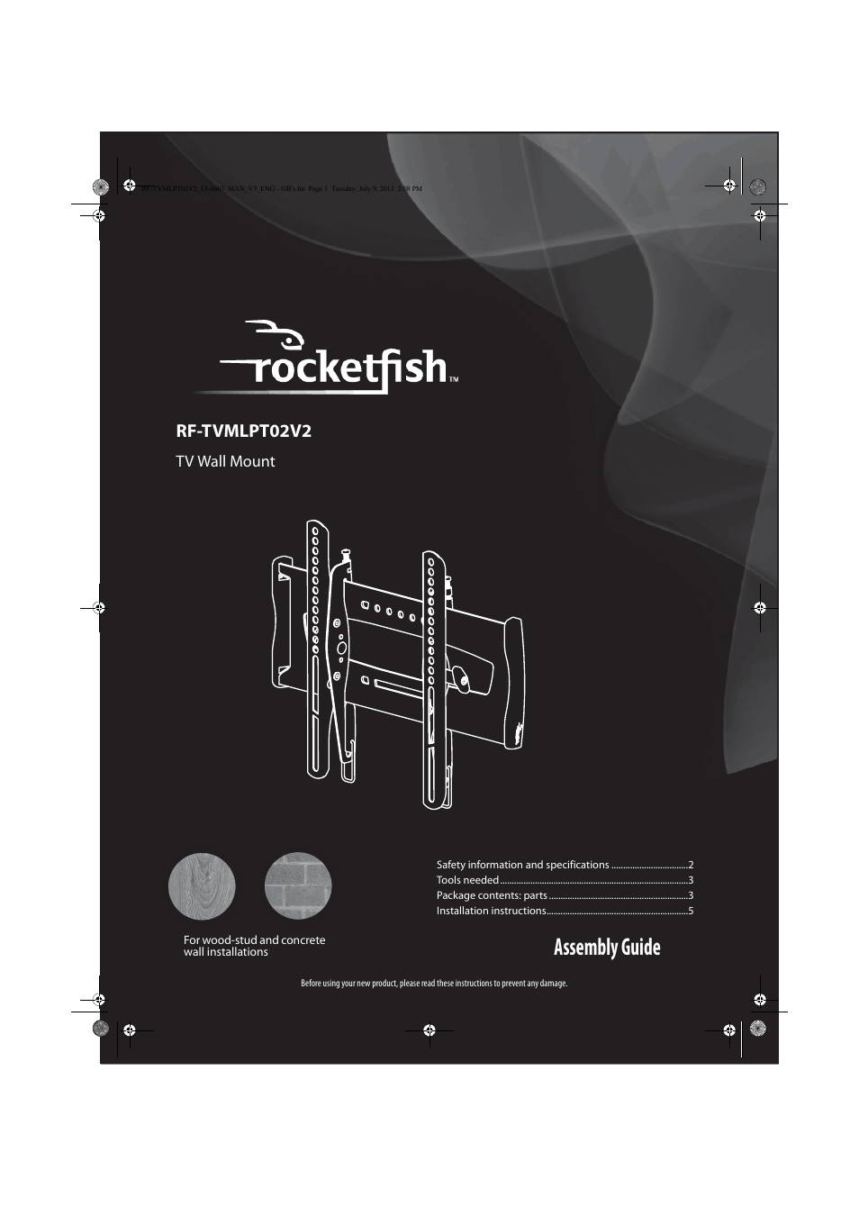 RocketFish RF-TVMLPT02 - User Manual User Manual | 15 pages