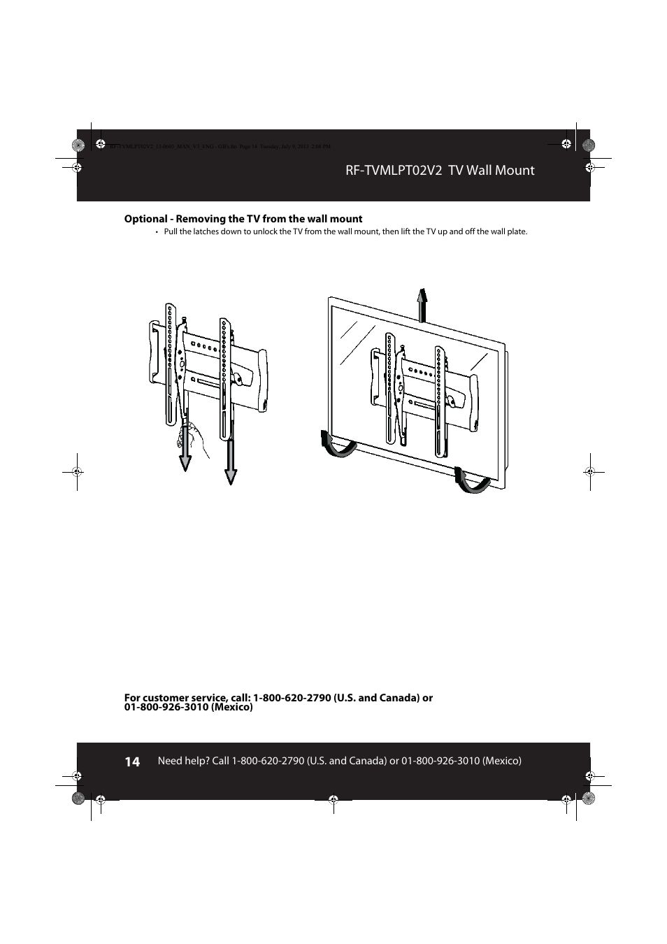 Rf-tvmlpt02v2 tv wall mount | RocketFish RF-TVMLPT02 - User Manual User Manual | Page 14 / 15