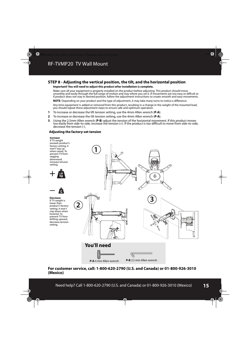 Rf-tvmp20 tv wall mount, You’ll need | RocketFish RF-TVMP20 - User Manual User Manual | Page 15 / 16