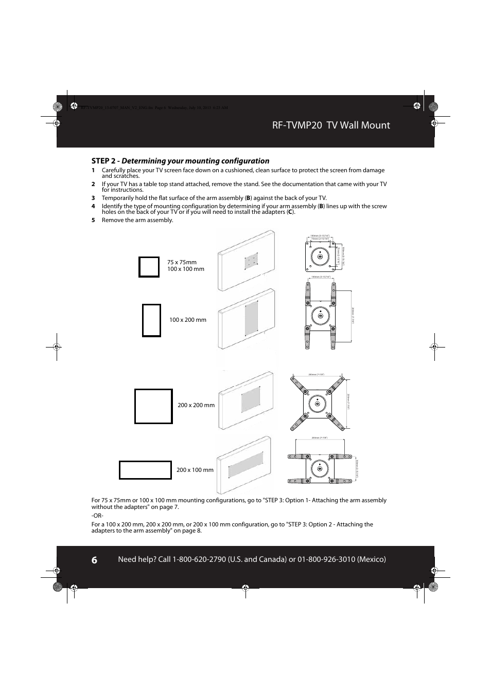 Rf-tvmp20 tv wall mount, Step 2 - determining your mounting configuration | RocketFish RF-TVMP20 - User Manual User Manual | Page 6 / 16