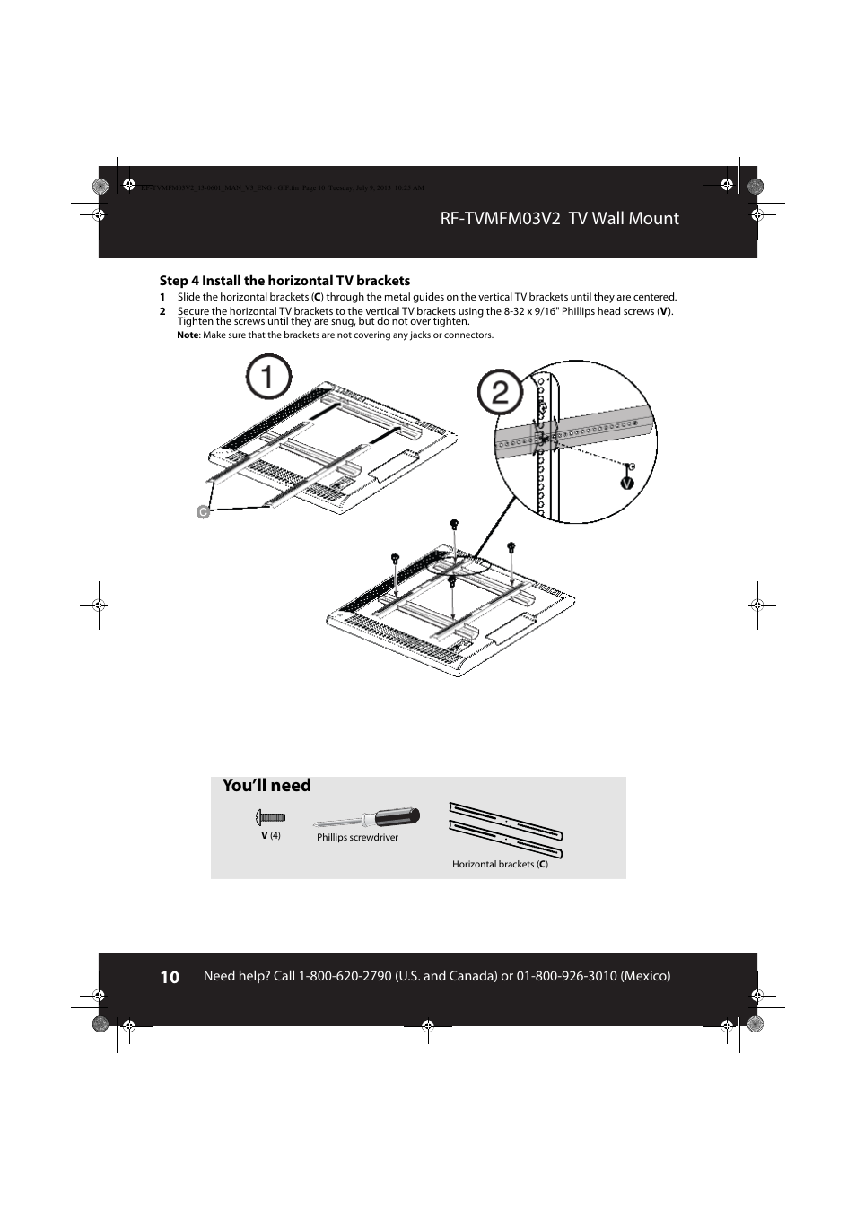 Rf-tvmfm03v2 tv wall mount, You’ll need | RocketFish RF-TVMFM03 - User Manual User Manual | Page 10 / 19