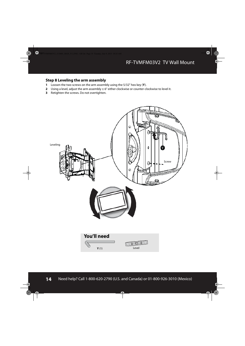 Rf-tvmfm03v2 tv wall mount, You’ll need | RocketFish RF-TVMFM03 - User Manual User Manual | Page 14 / 19