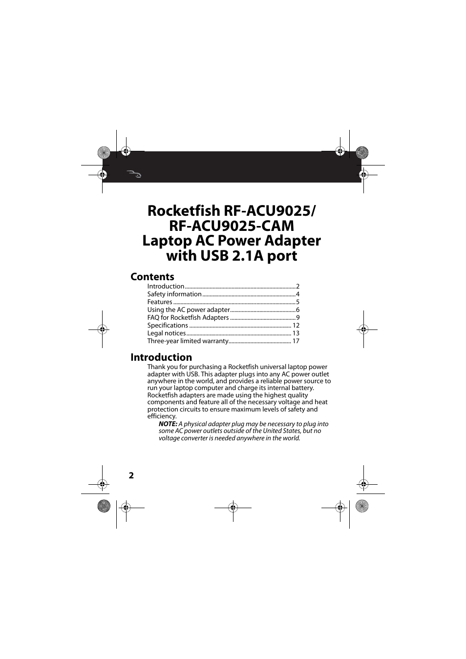 RocketFish RF-ACU9025 - User Manual User Manual | Page 2 / 19