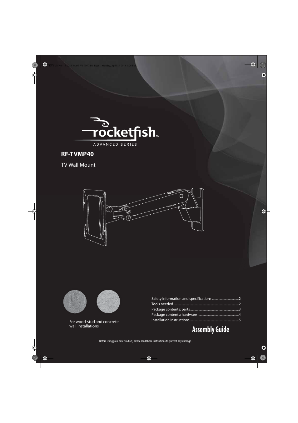 RocketFish RF-TVMP40 - User Manual User Manual | 22 pages