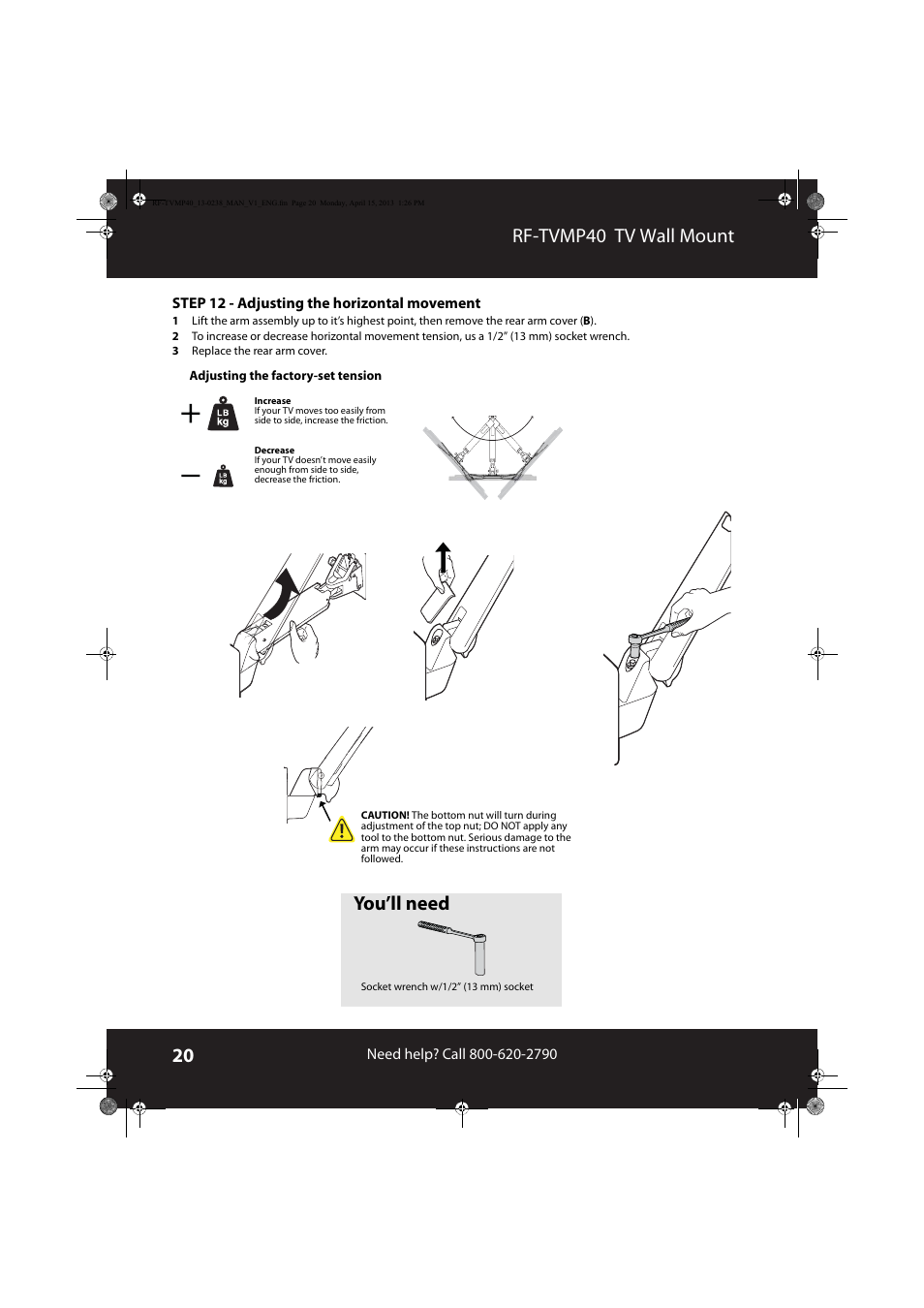 Rf-tvmp40 tv wall mount, You’ll need | RocketFish RF-TVMP40 - User Manual User Manual | Page 20 / 22