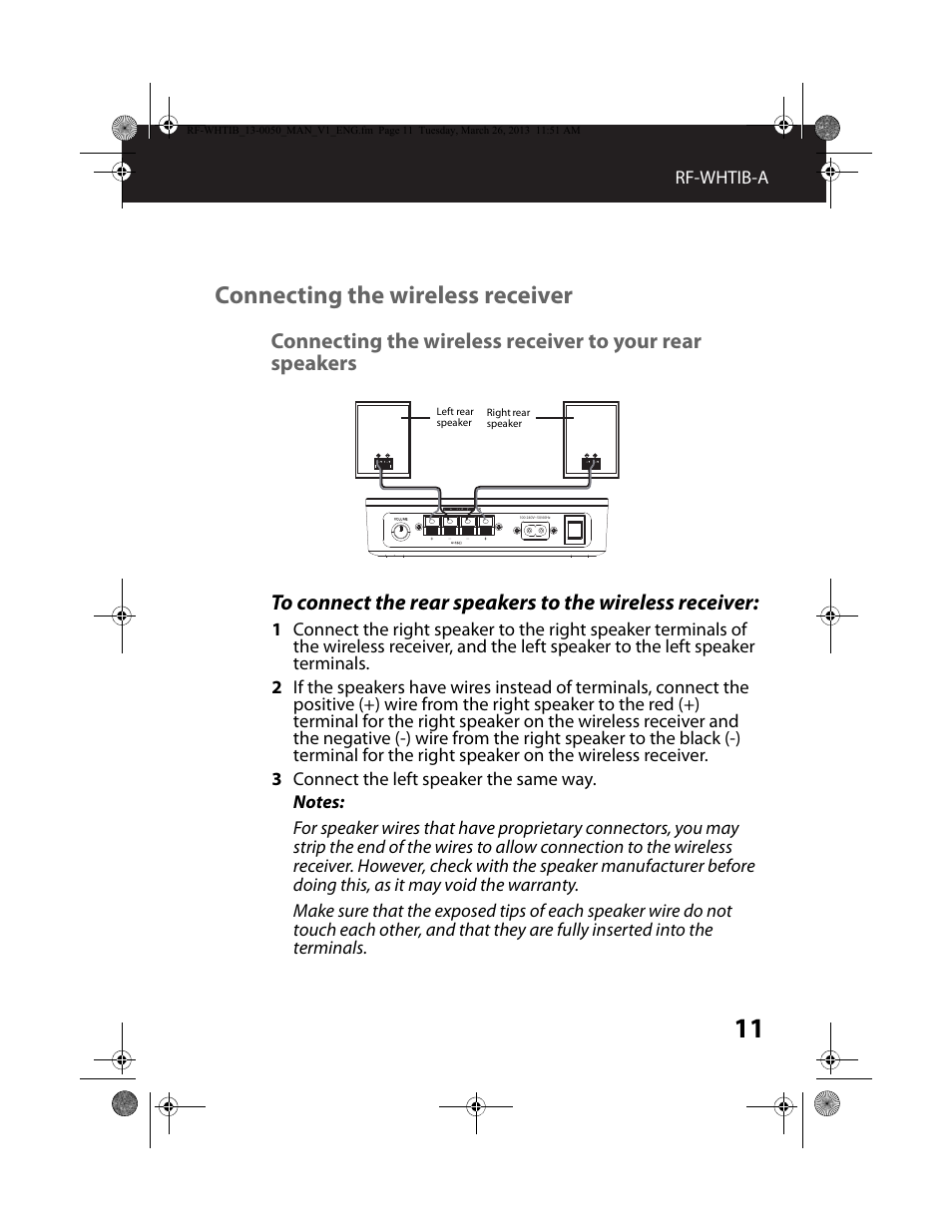 Connecting the wireless receiver | RocketFish RF-WHTIB - User Manual User Manual | Page 11 / 24