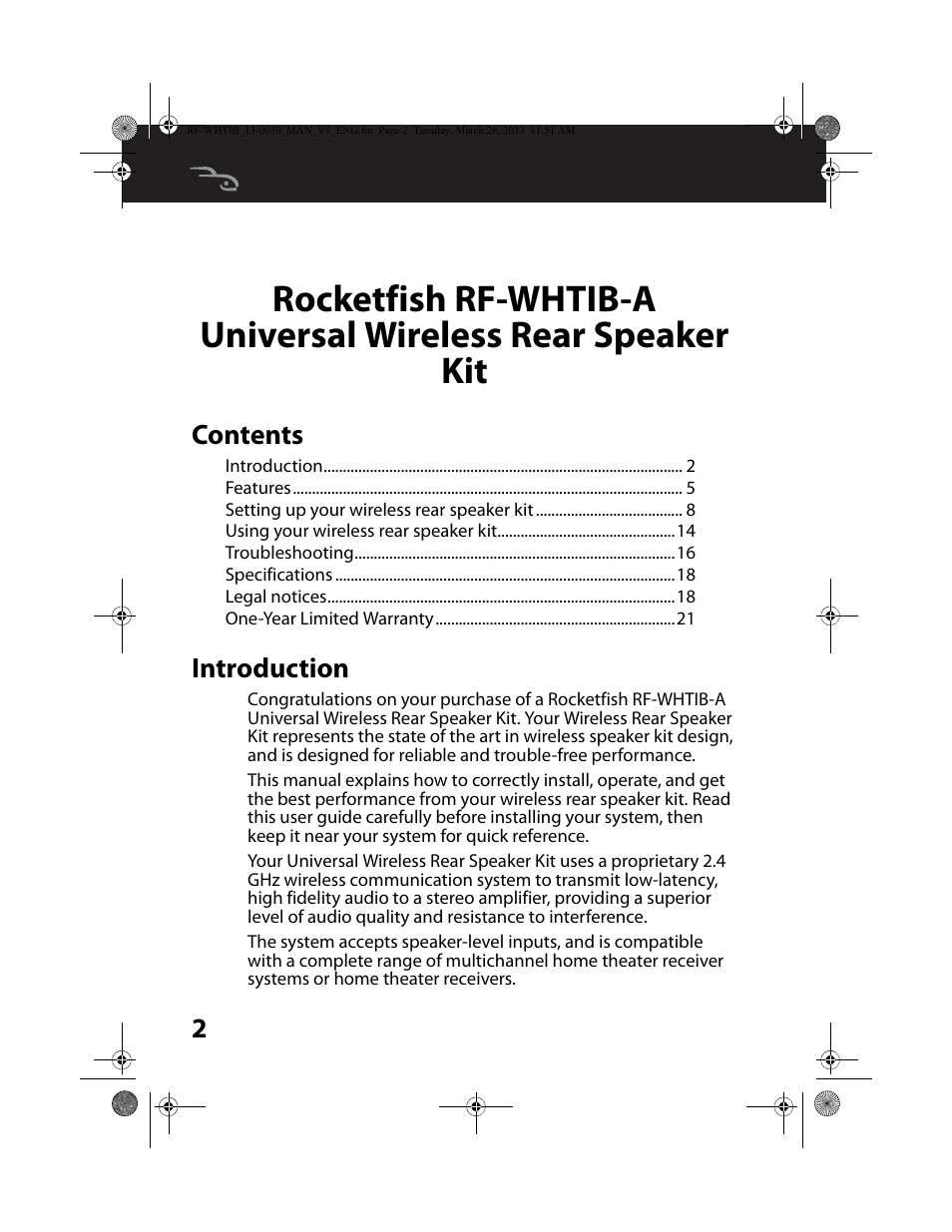 RocketFish RF-WHTIB - User Manual User Manual | Page 2 / 24