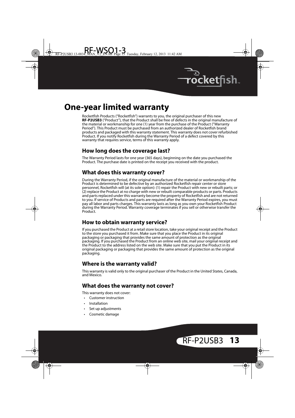 RocketFish RF-P2USB3 - User Manual User Manual | Page 13 / 15