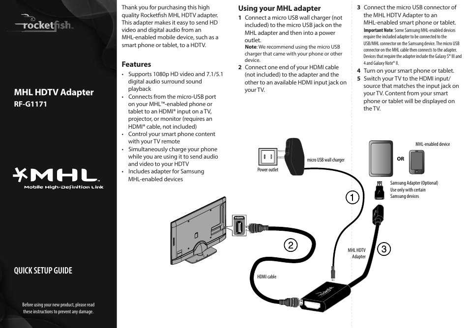 RocketFish RF-G1171 - Quick Setup Guide User Manual | 2 pages