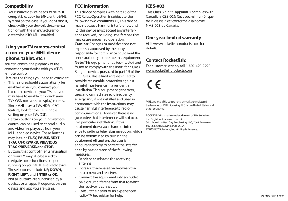 RocketFish RF-G1171 - Quick Setup Guide User Manual | Page 2 / 2