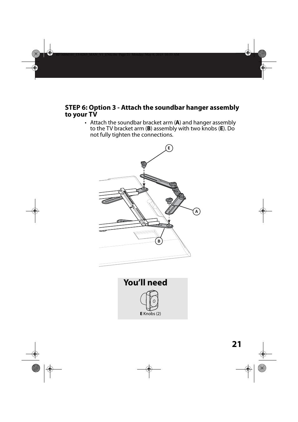 You’ll need | RocketFish RF-SBM101 - User Manual User Manual | Page 21 / 25
