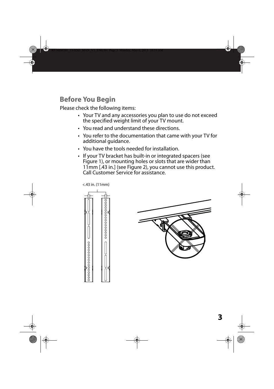 Before you begin | RocketFish RF-SBM101 - User Manual User Manual | Page 3 / 25