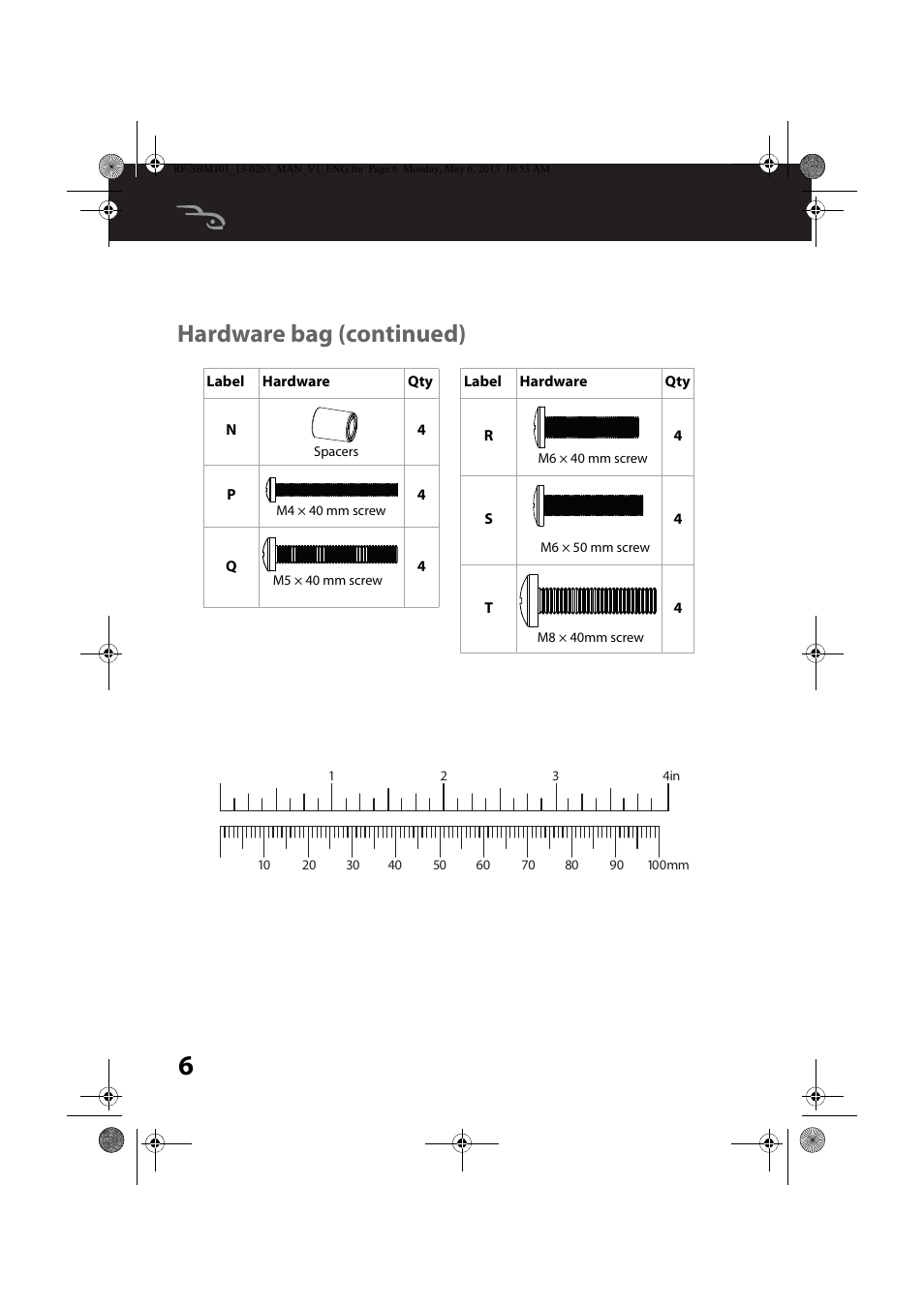 Hardware bag (continued) | RocketFish RF-SBM101 - User Manual User Manual | Page 6 / 25